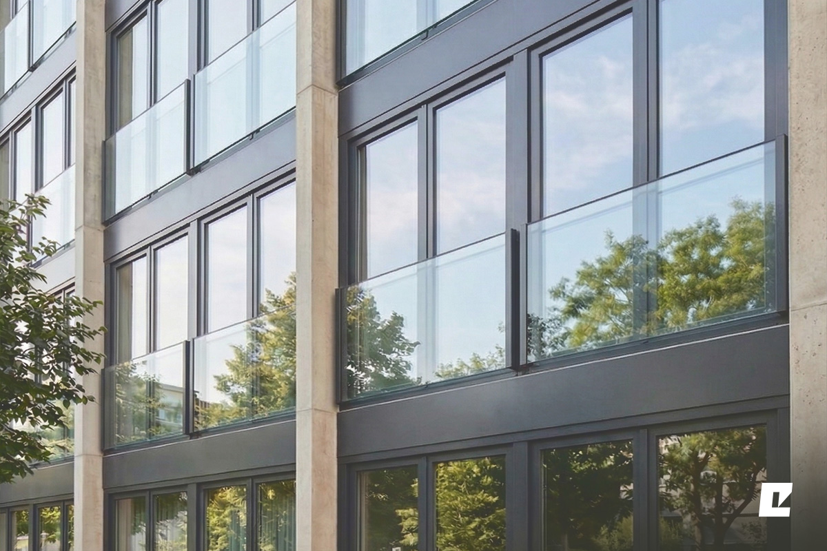 FPS Glasbrüstung als französischer Balkon vor einem bodentiefen Fenster